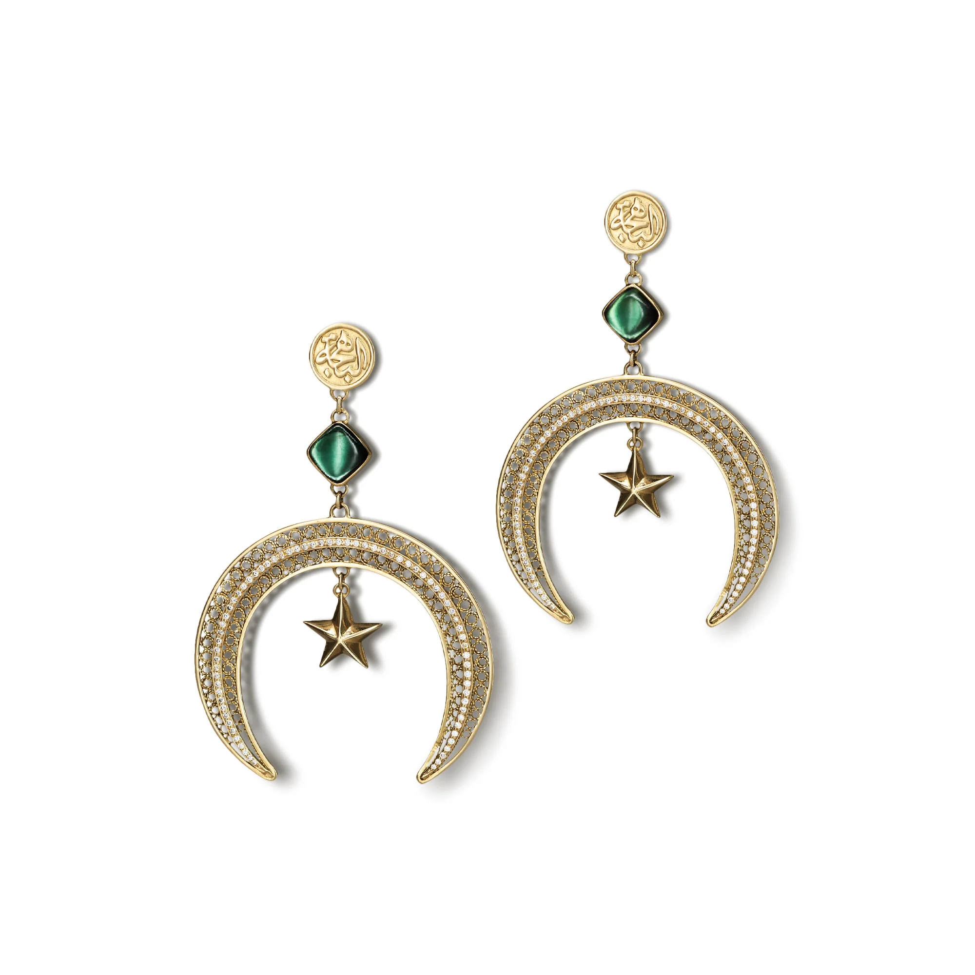 Diamond Crescent Earrings - Image 2
