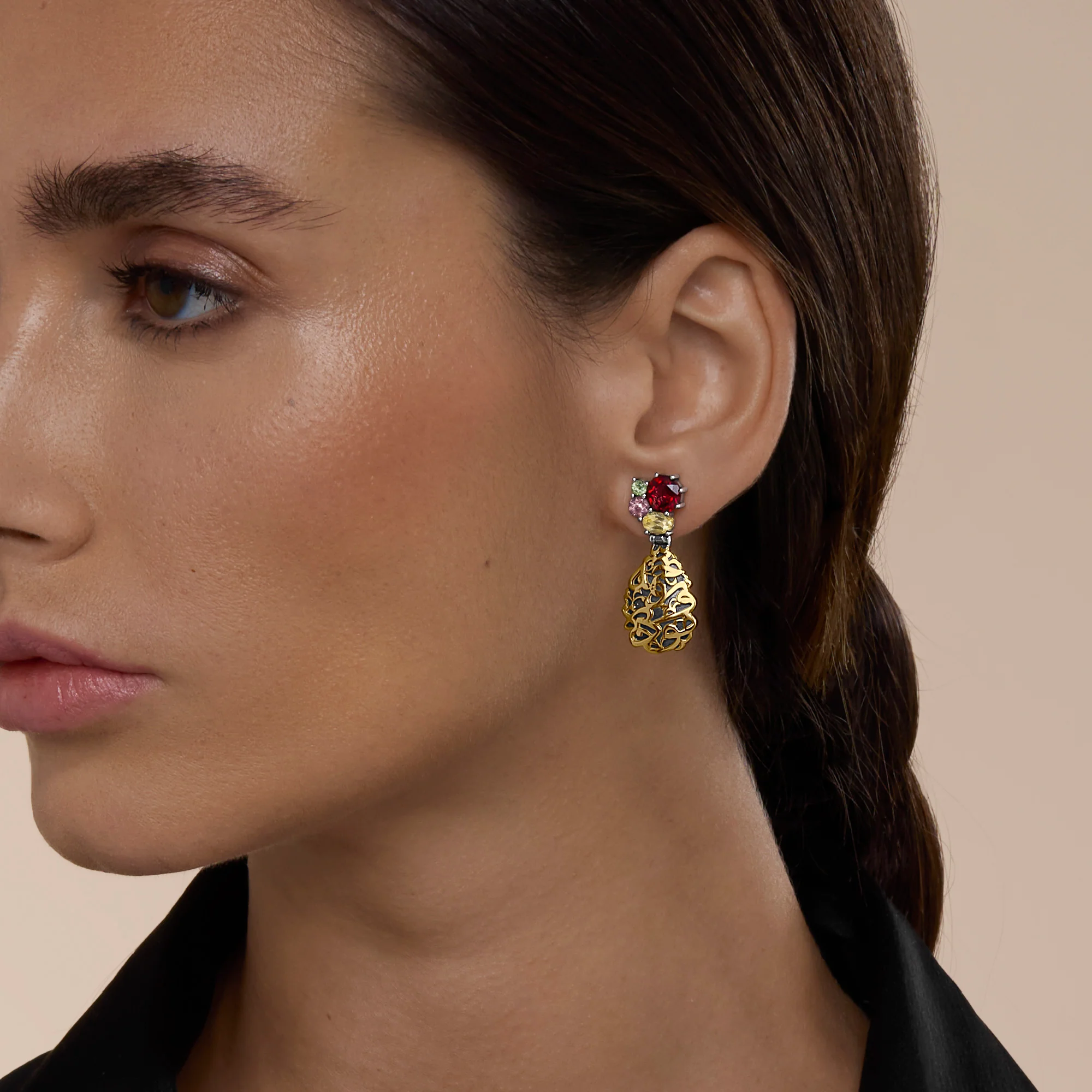 Teardrop Calligraphy Earrings - Image 2